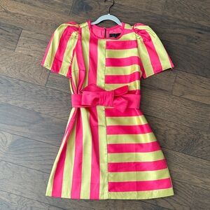 Abbey Glass Striped Mini Dress with Puff Sleeves - Sz Small - Tags On